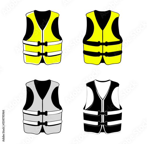 Safety vest icon for safety and protection concept, vibrant colors and monochrome designs