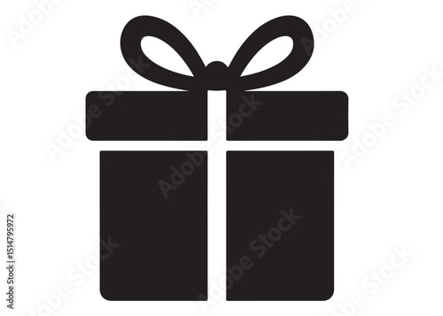 Present gift box logo silhouette vector, Gift box icon logo silhouette, merry christmas and happy new year gift box silhouette logo vector illustration on a white background.