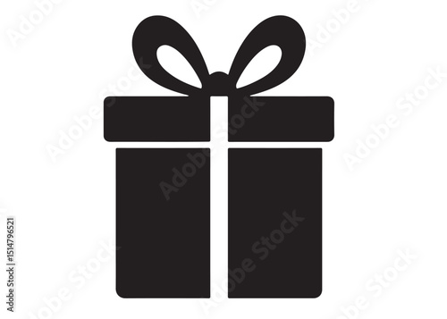 Present gift box logo silhouette vector, Gift box icon logo silhouette, merry christmas and happy new year gift box silhouette logo vector illustration on a white background.