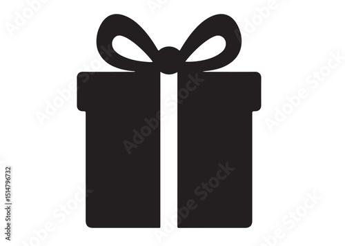 Present gift box logo silhouette vector, Gift box icon logo silhouette, merry christmas and happy new year gift box silhouette logo vector illustration on a white background.
