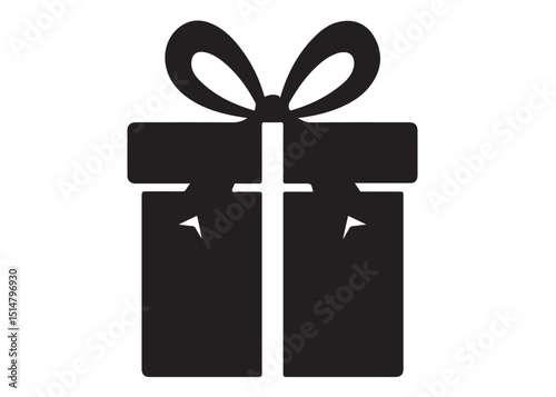 Present gift box logo silhouette vector, Gift box icon logo silhouette, merry christmas and happy new year gift box silhouette logo vector illustration on a white background.