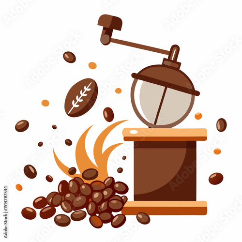 coffee grinder and beans