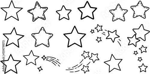 Children's star icons set – silhouette, simple and playful designs for kids
