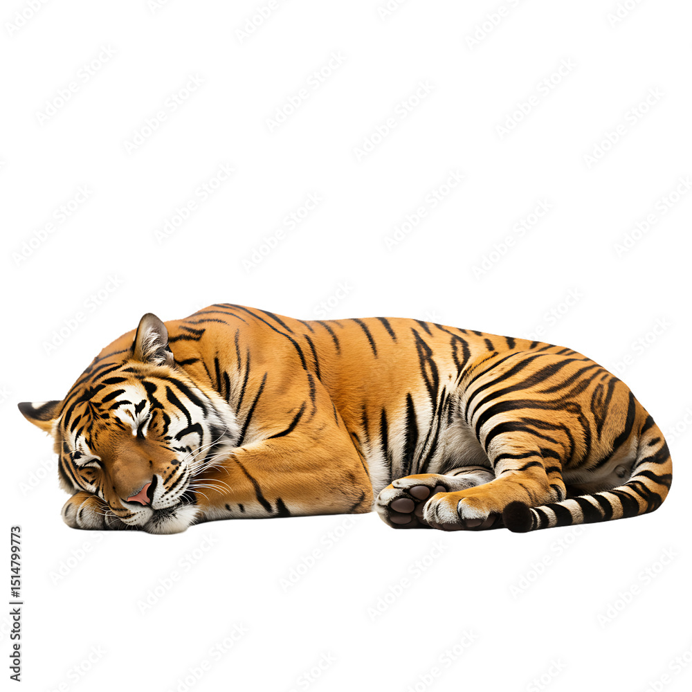 Fototapeta premium Majestic Bengal Tiger: A Stunning Close-Up of a Sleeping Predator
