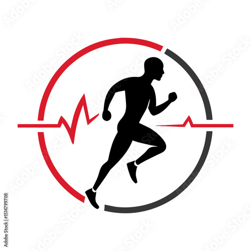 Human Silhouette with Cardiogram Overlay