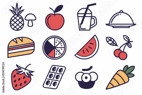 fruit icons set
