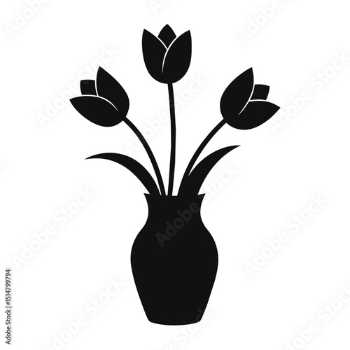 Blooming Tulips in Decorative Pot Graphic