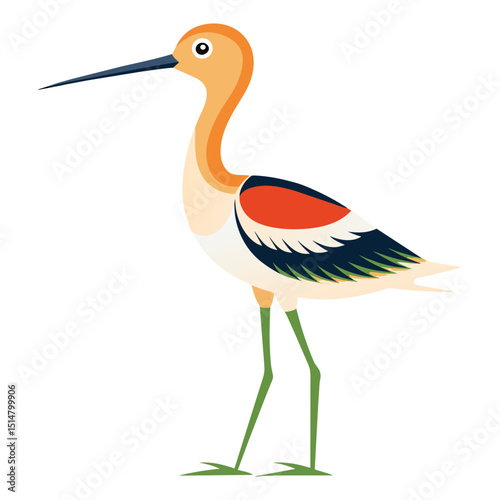 Stylized Avocet Heron Wildlife Artwork