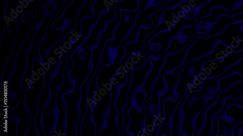 Dark abstract background with flowing deep blue contour lines in motion