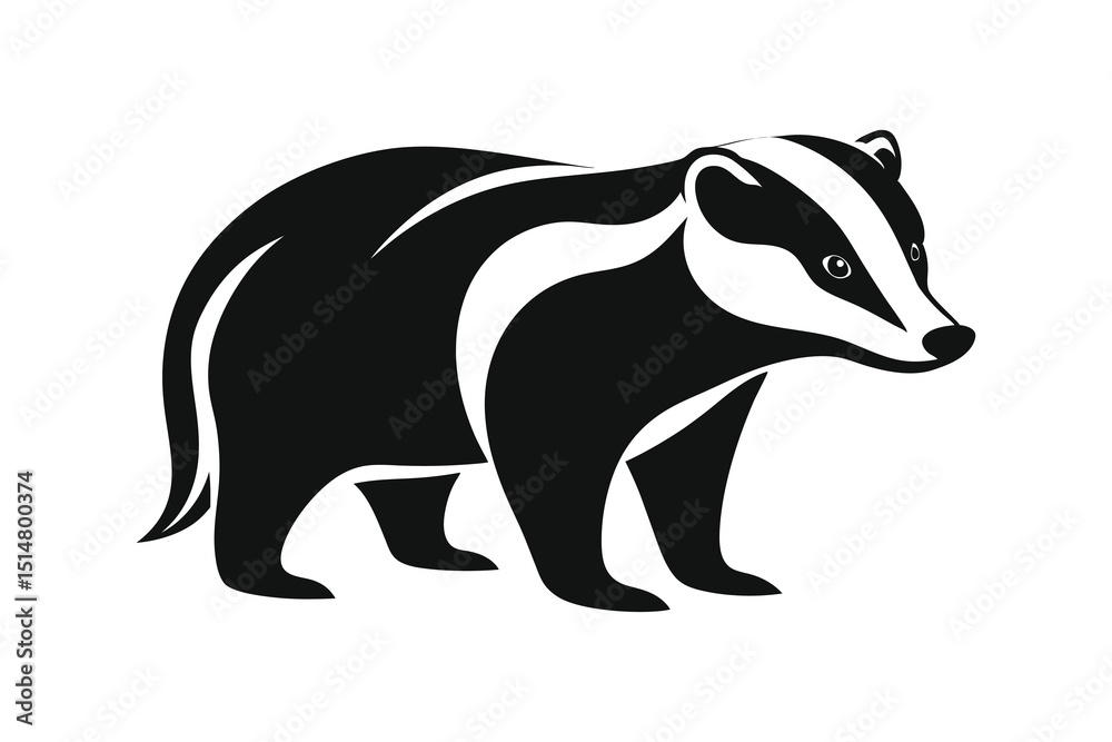 Fototapeta premium Badger silhouette vector illustration isolated on white background