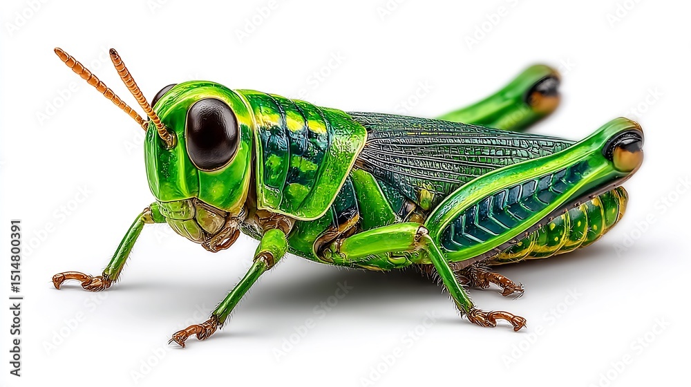 Fototapeta premium Vibrant Green Grasshopper Close-Up