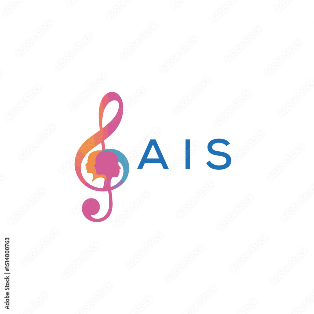 Fototapeta premium AIS letter logo. AIS Music Inspiring Young Minds Through Melody. The Sound of Growth AIS's Musical Journey. 
