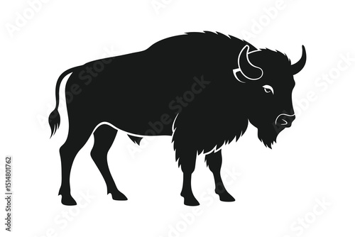 silhouette of a buffalo icon isolated on white background