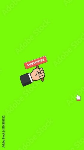 Animated Subscribe Banner with Transparent Background, Call to Action Concept, 4k, green screen