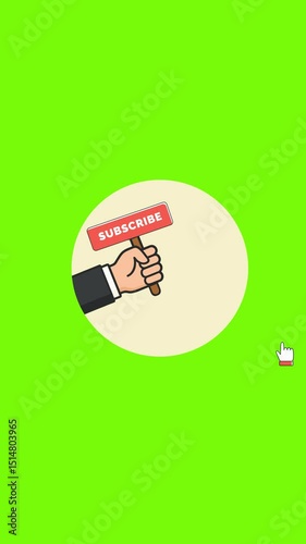 Animated Subscribe Banner with Transparent Background, Call to Action Concept, 4k, green screen