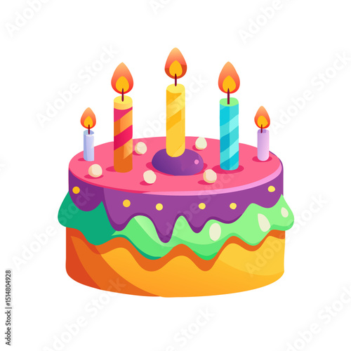 Colorful vector of a cake with candles
