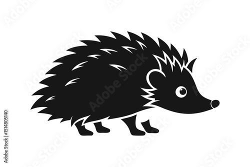 A hedgehog on a white background and simple flat design