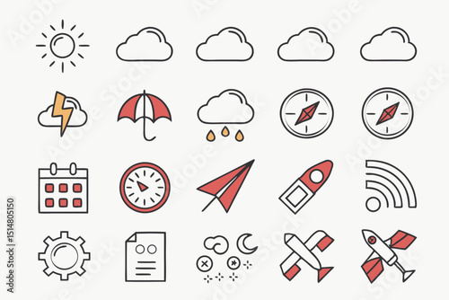 camping icons set