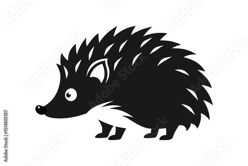 A hedgehog on a white background and simple flat design