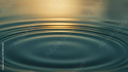 Expanding circular ripples on water surface at sunset