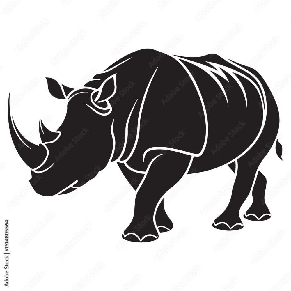 Obraz premium Rhino silhouette on white background. Rhino icon sign vector illustration design.