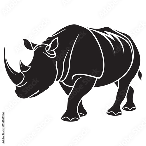 Rhino silhouette on white background. Rhino icon sign vector illustration design.