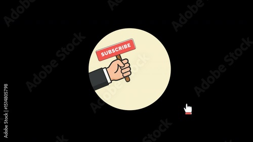 Animated Subscribe Banner with Transparent Background, Call to Action Concept, 4k, green screen