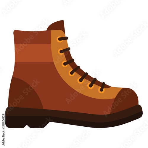 Brown Leather Hiking Boot Illustration