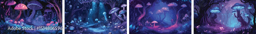 Photography Enchanted Forest Mushroom Path Glowing Spores Mystical Fantasy Landscape Biolumi