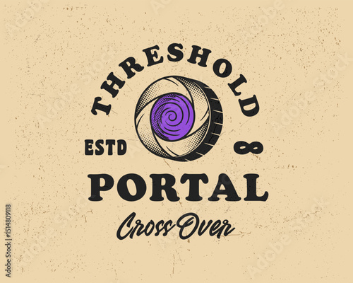 Circular portal with swirl. Portal emblem with glowing circular design. Vintage design for tattoos, t-shirt prints, and posters. Portal, Multiverse, Teleport vintage 