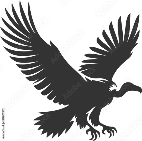 Bird vector drawing silhouette of a black vulture