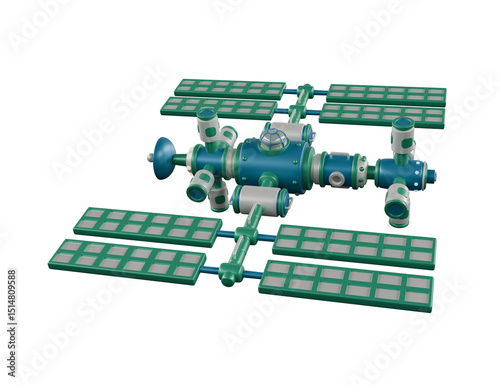 Fototapeta Naklejka Na Ścianę i Meble -  cartoon space orbital station isolated on white
