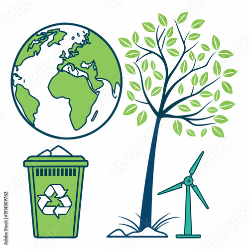 Nature Friendly Earth Tree Vector Art