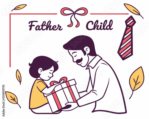 Emotional Father And Child Bonding Vector