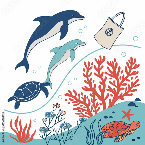 Vector Art For Ocean Conservation Theme