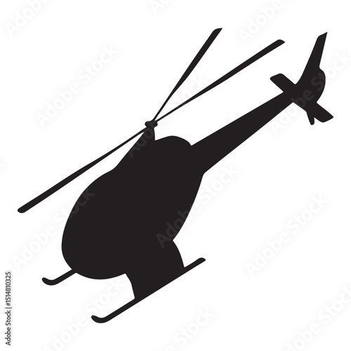 Bottom view helicopter silhouette isolated on white background. Helicopter icon vector illustration design.