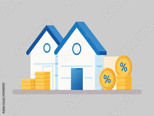House mortgage interest rate illustration isolated on white background
