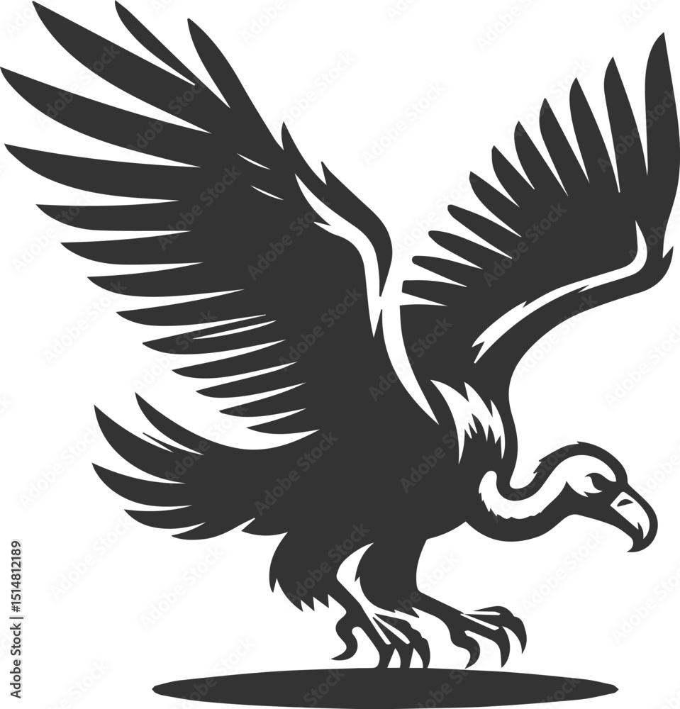 Obraz premium Bird vector drawing silhouette of a black vulture
