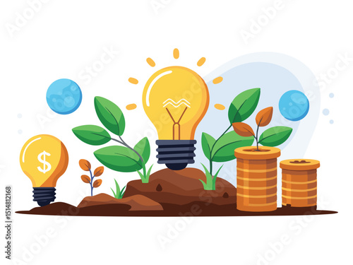 Financial growth idea concept illustration isolated on white background
