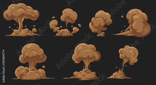 Pixelated Dust Clouds Animated Explosion Effect Game Element Retro Art