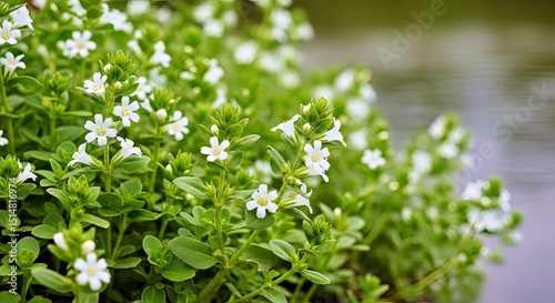 Bacopa Monnieri Flowering Ayurvedic Herb Known as Brahmi Natural Wellness Plant