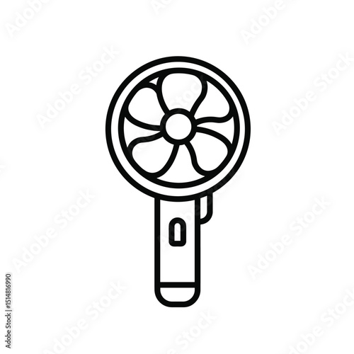 Electric hand fan portable symbol cartoon illustration vector