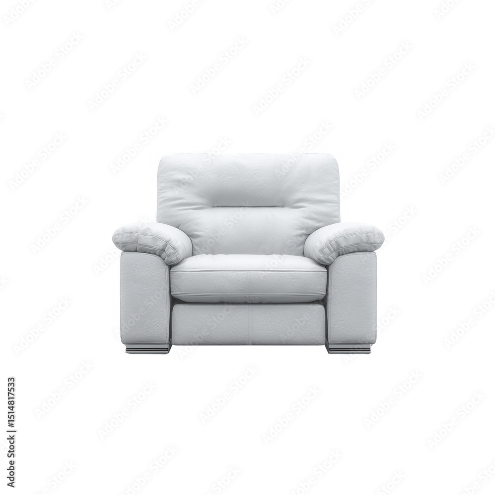Fototapeta premium A comfortable, plush white armchair, perfect for relaxing in any modern interior. Its soft cushions and sleek design enhance the ambience of living spaces.