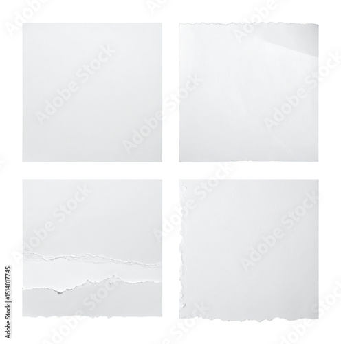 Wallpaper Mural Torn Edges of White Paper Sheets with Raw and Untamed Texture, Isolated on Transparent Background Torontodigital.ca