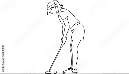 line art vector mockup designs of women playing golf