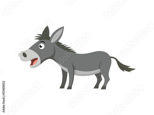 Cute cartoon donkey illustration isolated on white background
