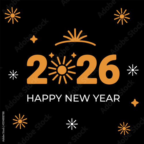 happy new year 2026 greeting, new year 2026 design vector, 2026 design template