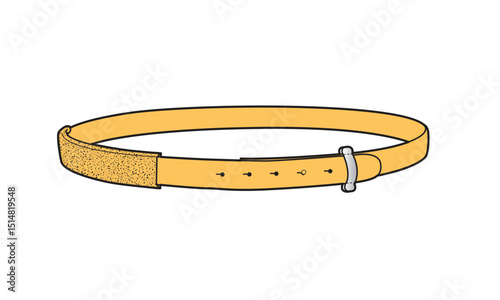 Leather belts flat drawing vector design mockup template.