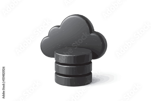 Black plastic bottle with black and white caps surrounded by cloud computing and technology icons