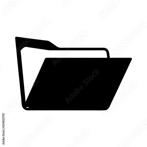 Black silhouette of an open file folder for storing documents and files